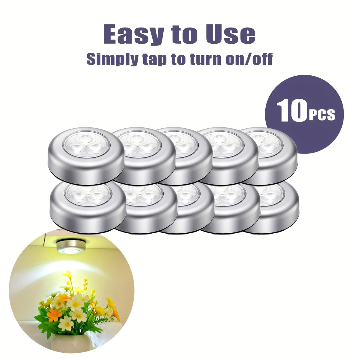 Self Adhesive Push LED Night Light Mini Cabinet Lamp