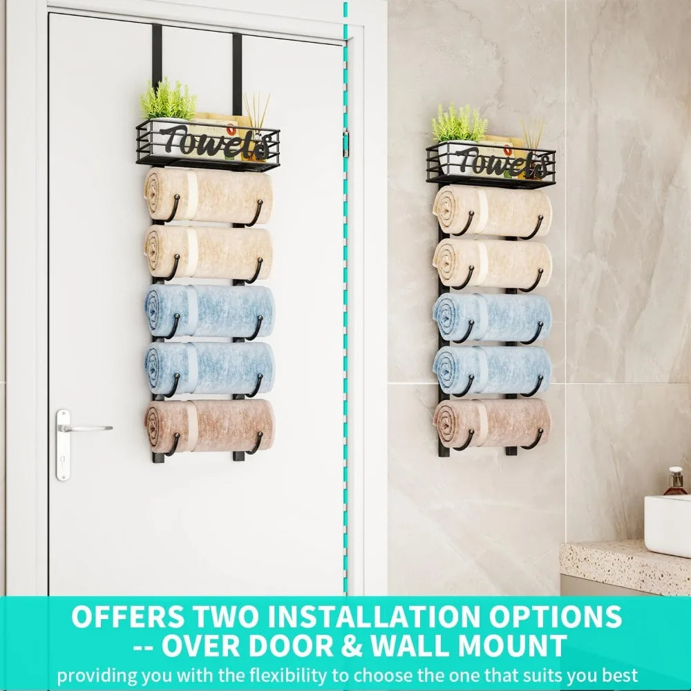 NBVCX 6 Tier Over Door Towel Storage Organizer Wall Mount