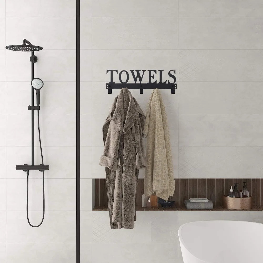 NBVCX Over Door Towel Hooks 5 Hook Metal Rack Holder
