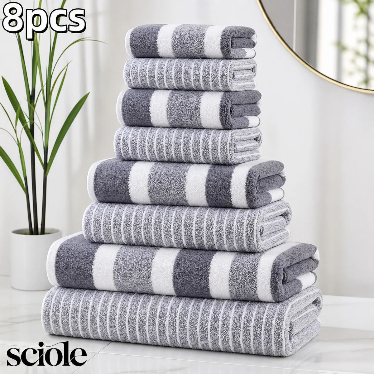 Ultra Absorbent 8 Piece Microfiber Towel Set Bathroom Spa Hotel