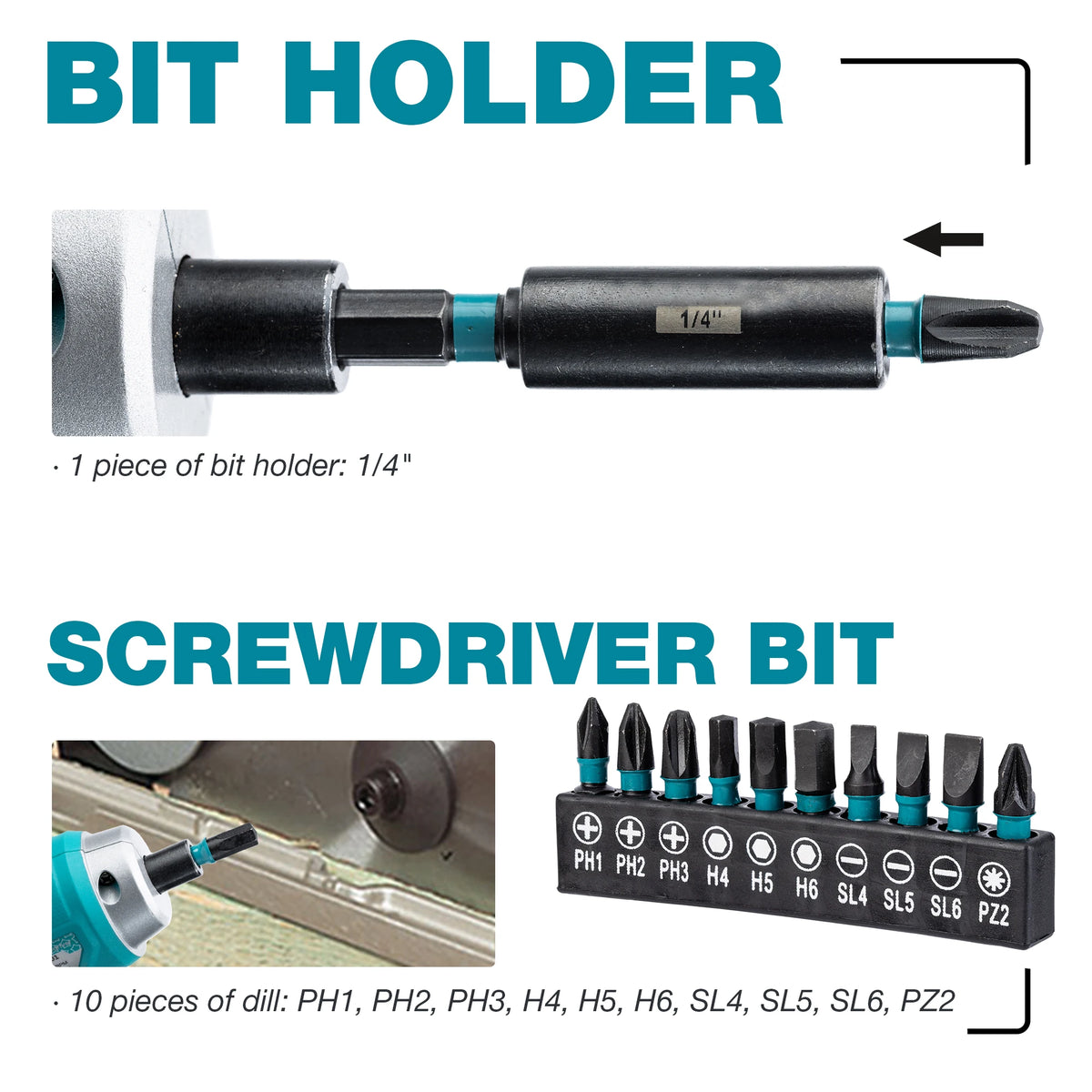 31PCS Magnetic Nut Driver Set, Impact Drill Driver Bit Set 1/4", Metric and SAE Nut Driver, Screwdriver Bits, Impact Socket Adapters, Bit Holder, Quick-release Extensions with Storage Bag