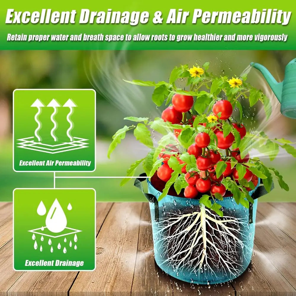 Breathable Fabric Grow Bags With Handles For Outdoor Gardening