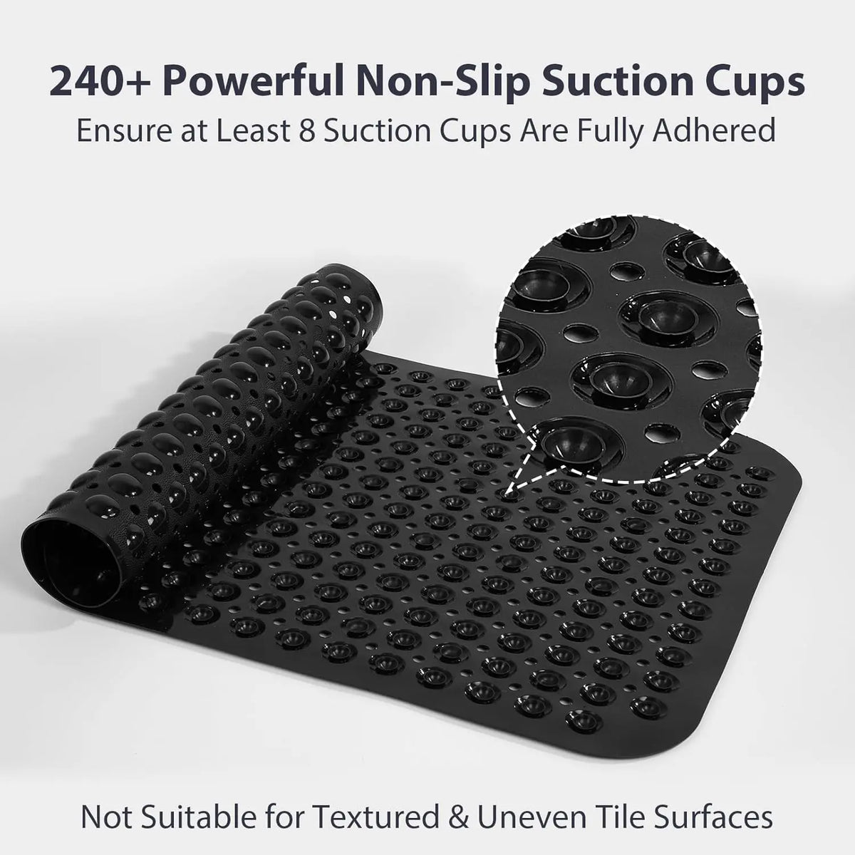 Non Slip Bathtub Shower Mat With Suction Cups Drain Holes