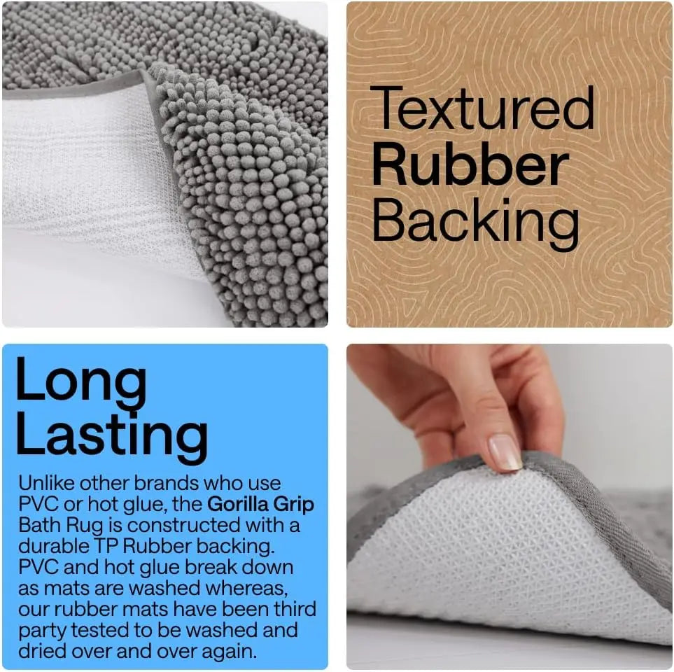 Chenille Bath Rug Absorbent Non Slip Mat Quick Dry Microfiber