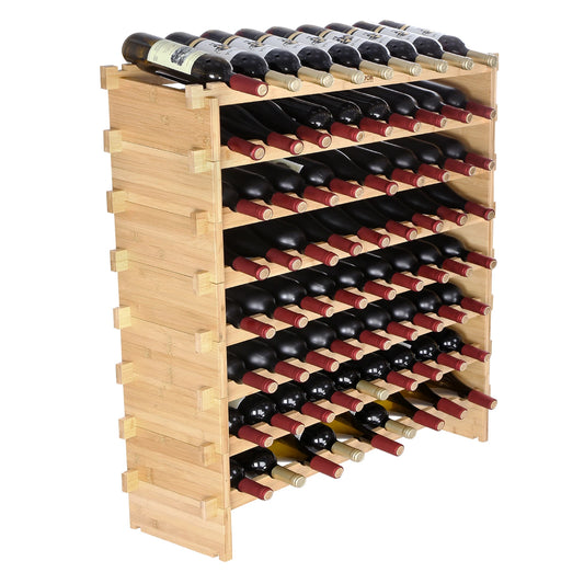 SucceBuy Bamboo Stackable Modular Wine Rack Free Standing Display