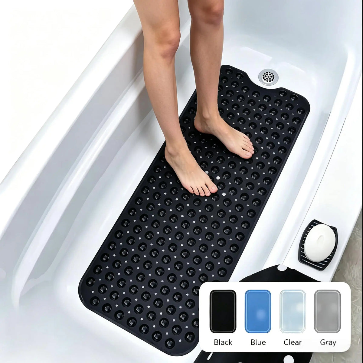 Non Slip Bathtub Shower Mat With Suction Cups Drain Holes