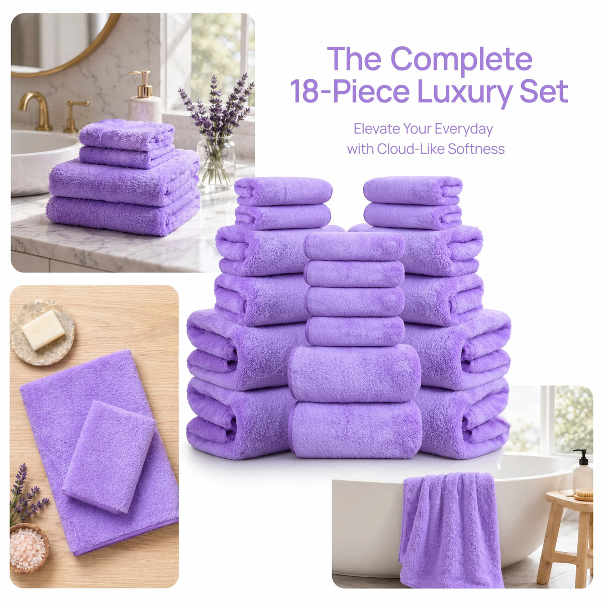 Ultra Soft Microfiber Bath Towel Set With Washcloths