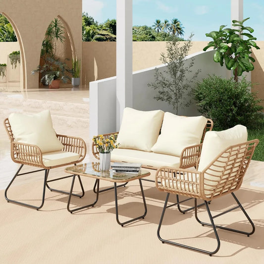 Xiuwo 4 Piece Outdoor Patio Furniture Set With Cushions