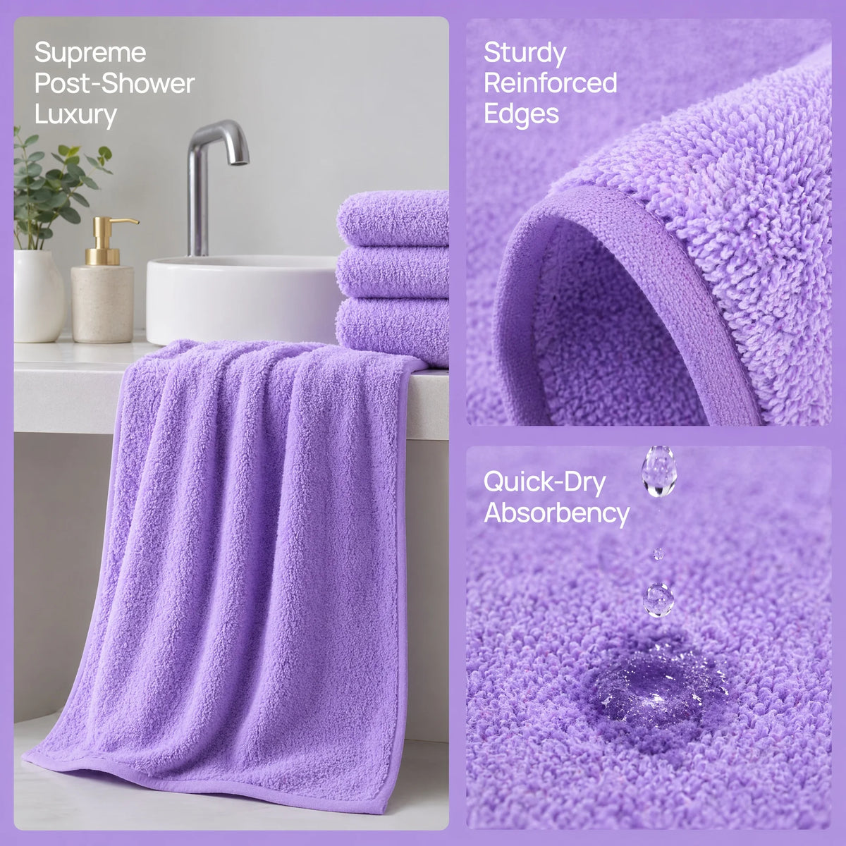 Ultra Soft Microfiber Bath Towel Set With Washcloths