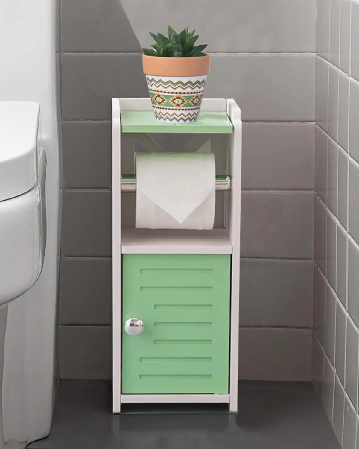 XIUWO Free Standing Toilet Paper Holder Stand PVC Bathroom Cabinet