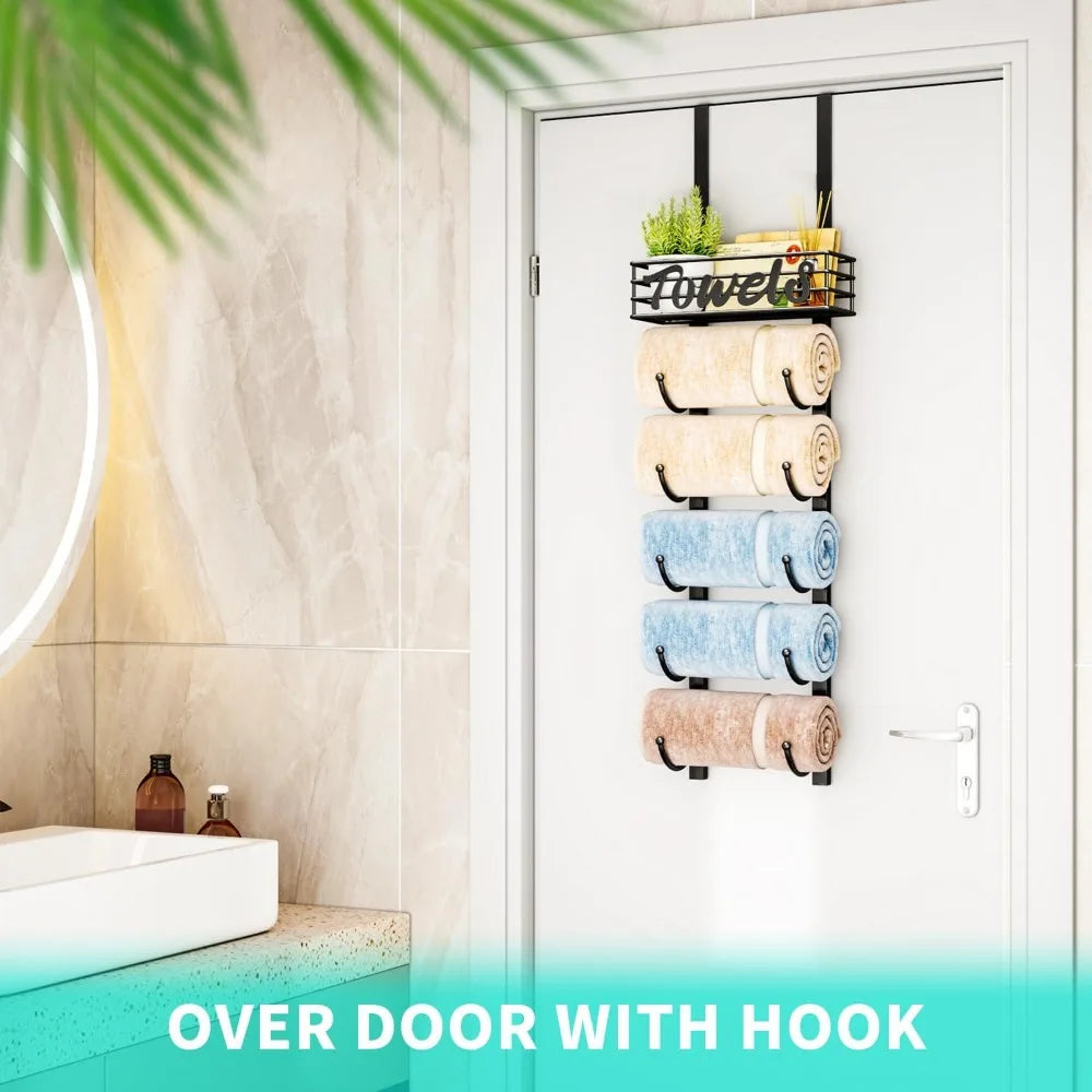 NBVCX 6 Tier Over Door Towel Storage Organizer Wall Mount