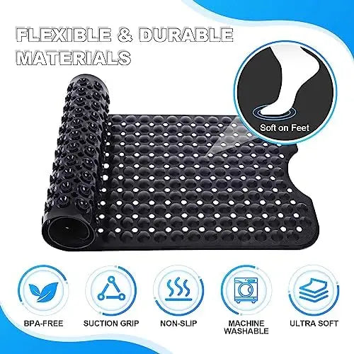 Non Slip Bathtub Shower Mat With Suction Cups Drain Holes