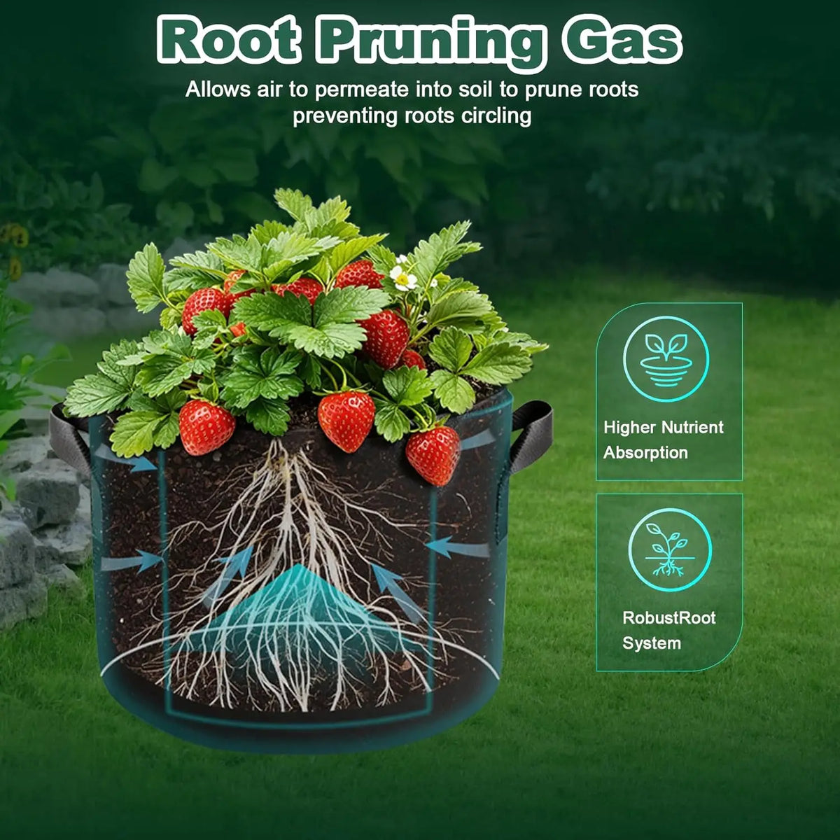 Heavy Duty 5 Gallon Growing Bags With Handles 5 Pack