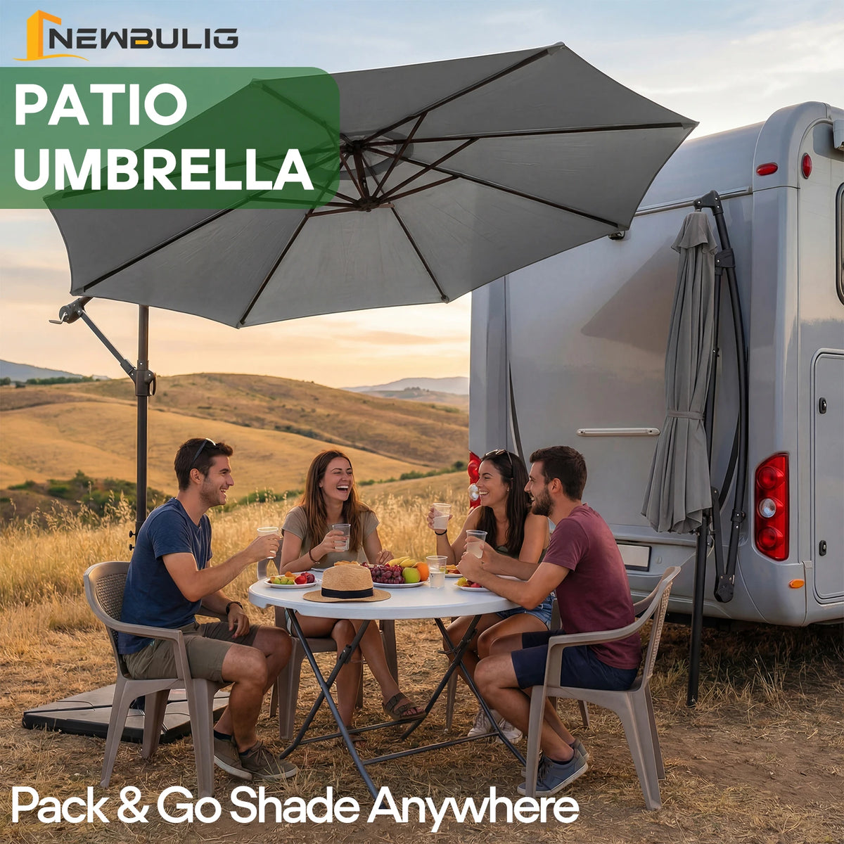 JHK Outdoor Offset Umbrella With UV Protection And Tilt Control