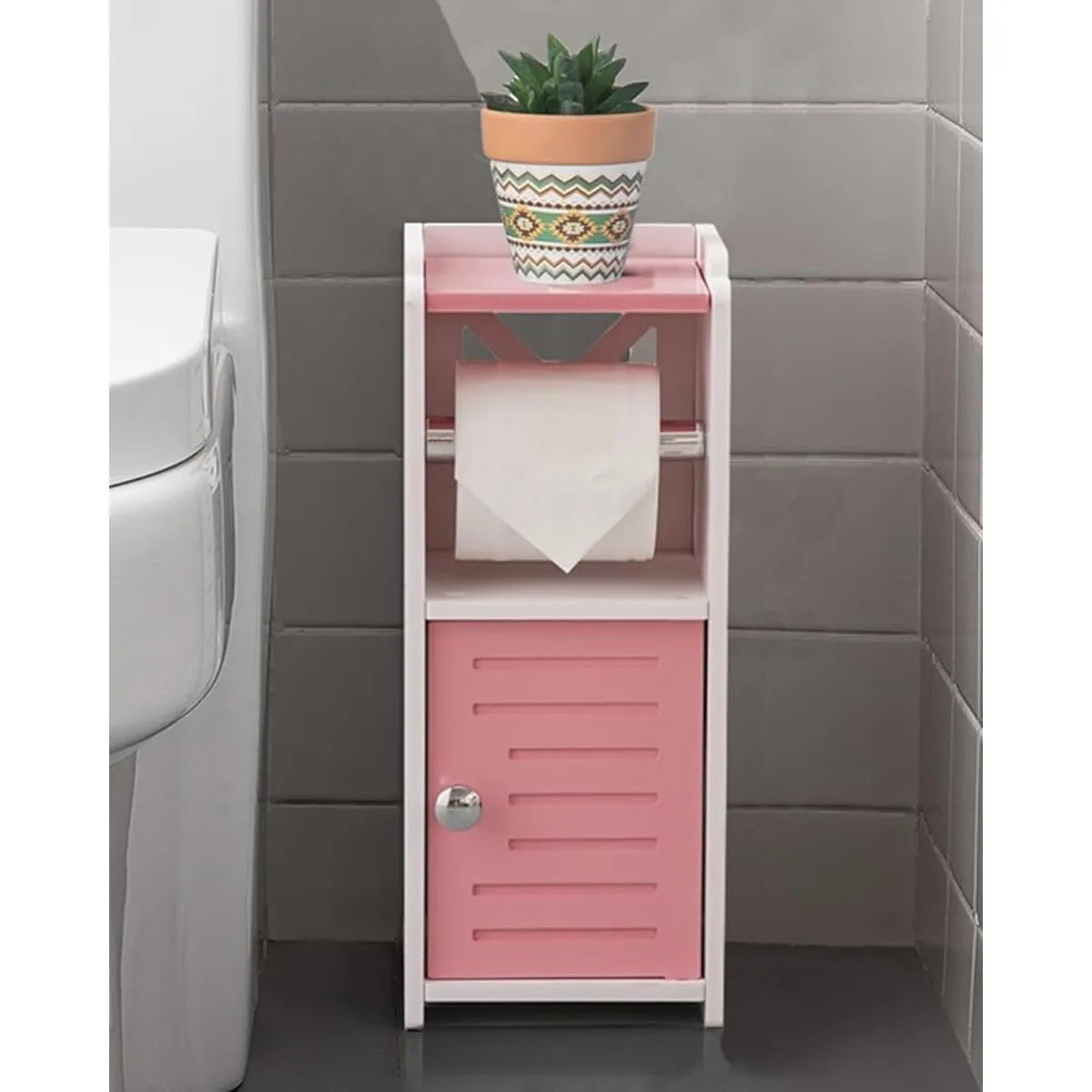 XIUWO Free Standing Toilet Paper Holder Stand PVC Bathroom Cabinet