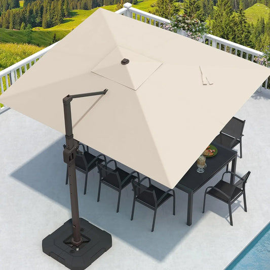Rectangular Cantilever Patio Umbrella With Aluminum Base And Tilt