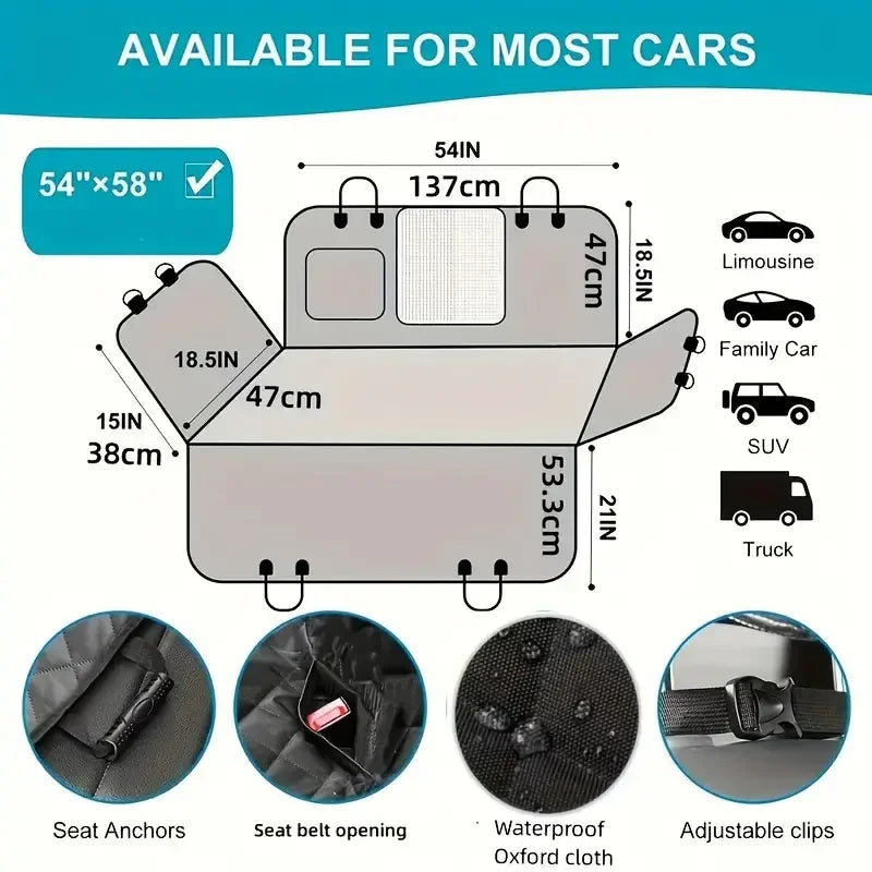 Dog Car Seat Cover Waterproof Hammock Nonslip Durable Back Seat