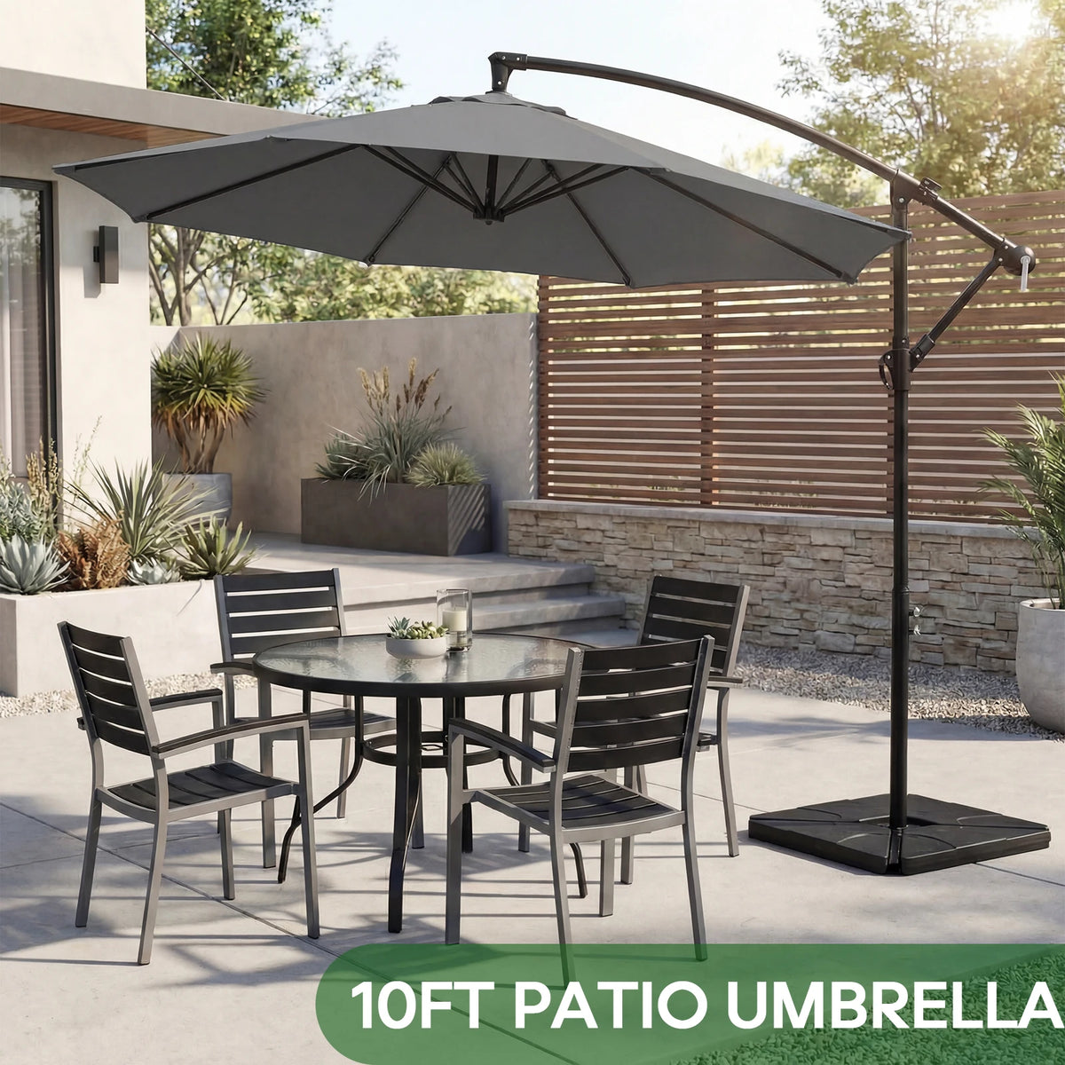 JHK Outdoor Offset Umbrella With UV Protection And Tilt Control