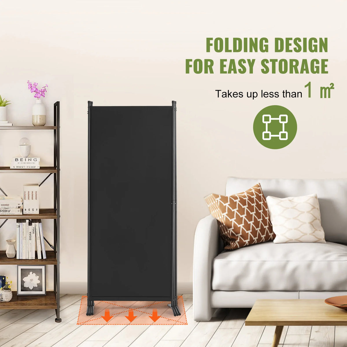 SucceBuy Modern Fabric Room Divider With Folding Privacy Screen