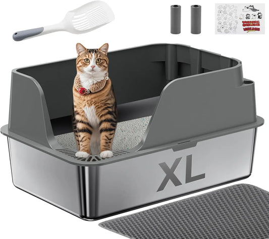Stainless Steel Cat Litter Box Splash Proof With Lid