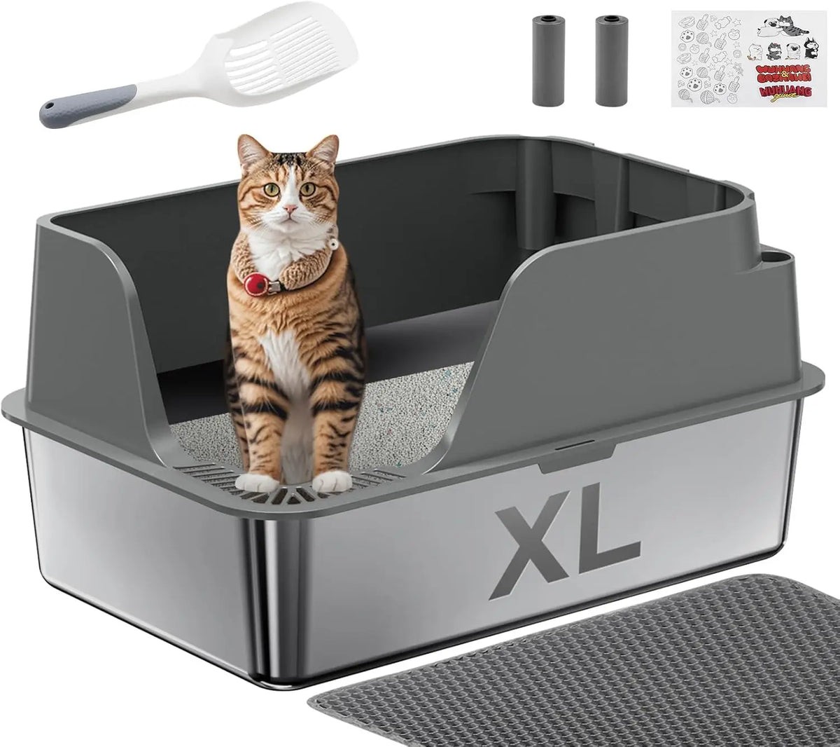 Stainless Steel Cat Litter Box Splash Proof Leak Proof