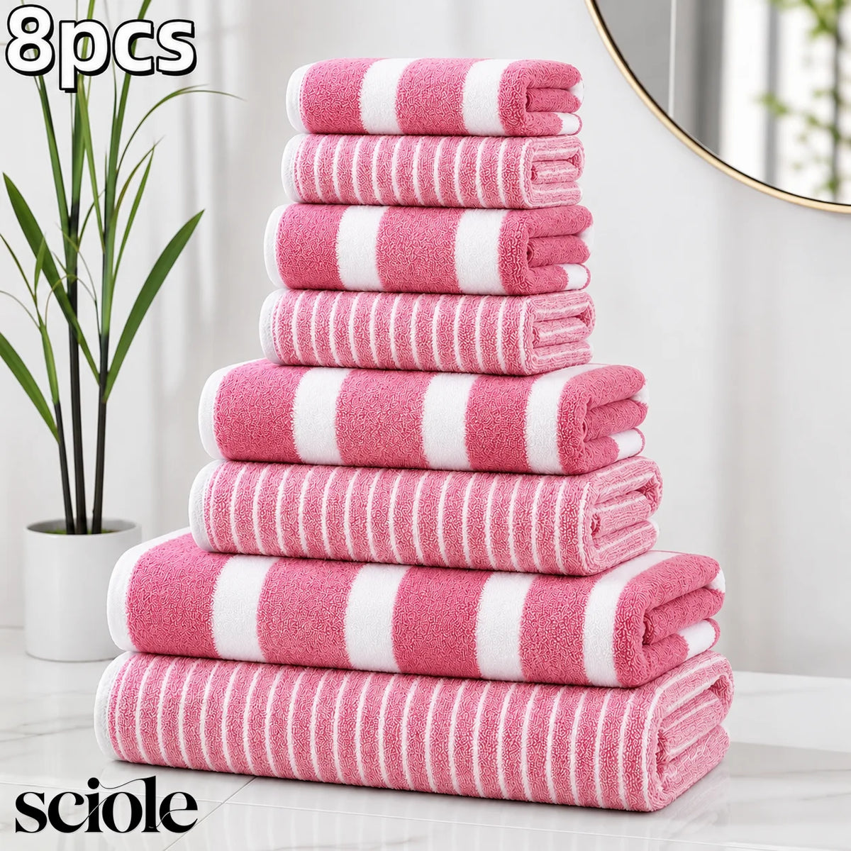 Ultra Absorbent 8 Piece Microfiber Towel Set Bathroom Spa Hotel