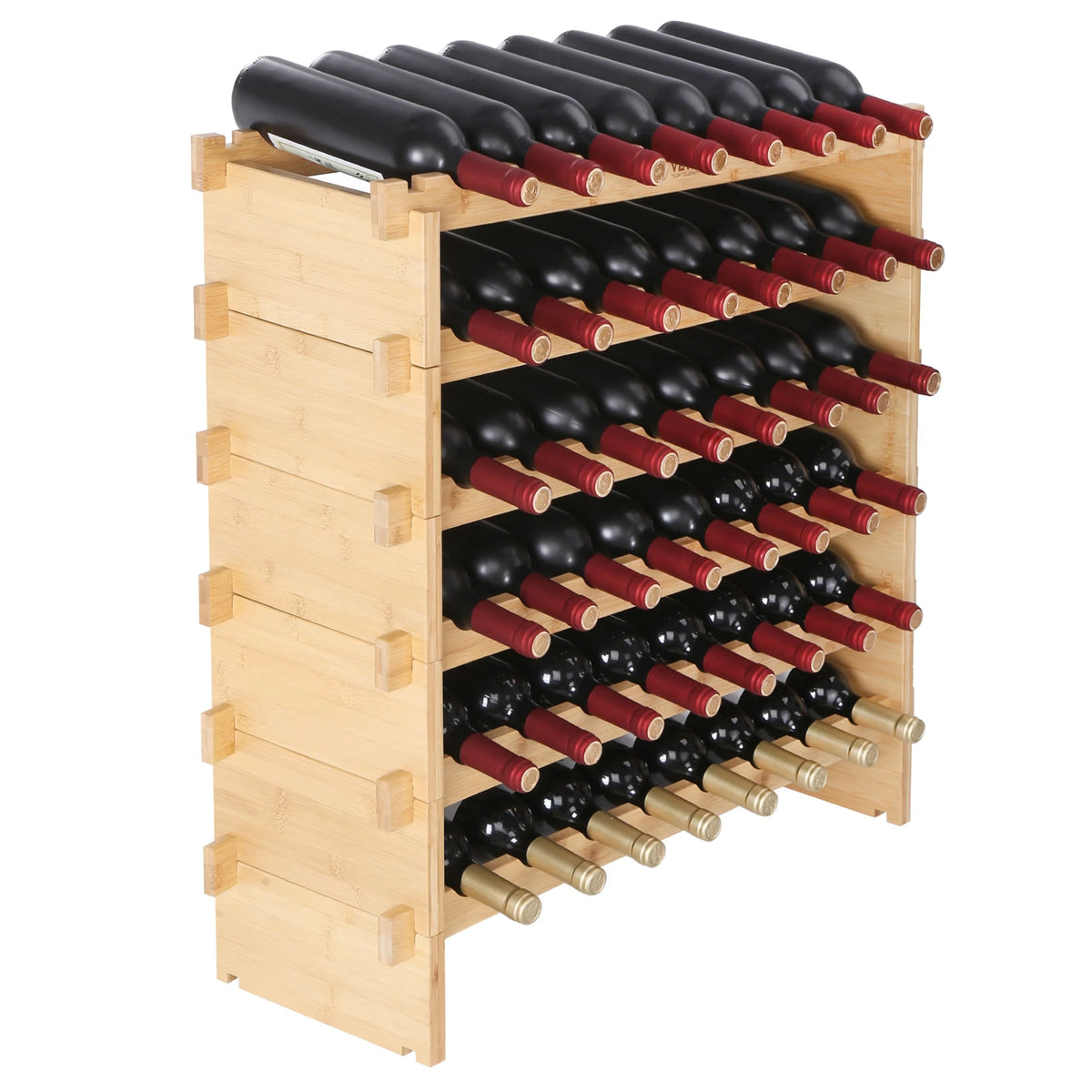 SucceBuy Bamboo Stackable Modular Wine Rack Free Standing Display