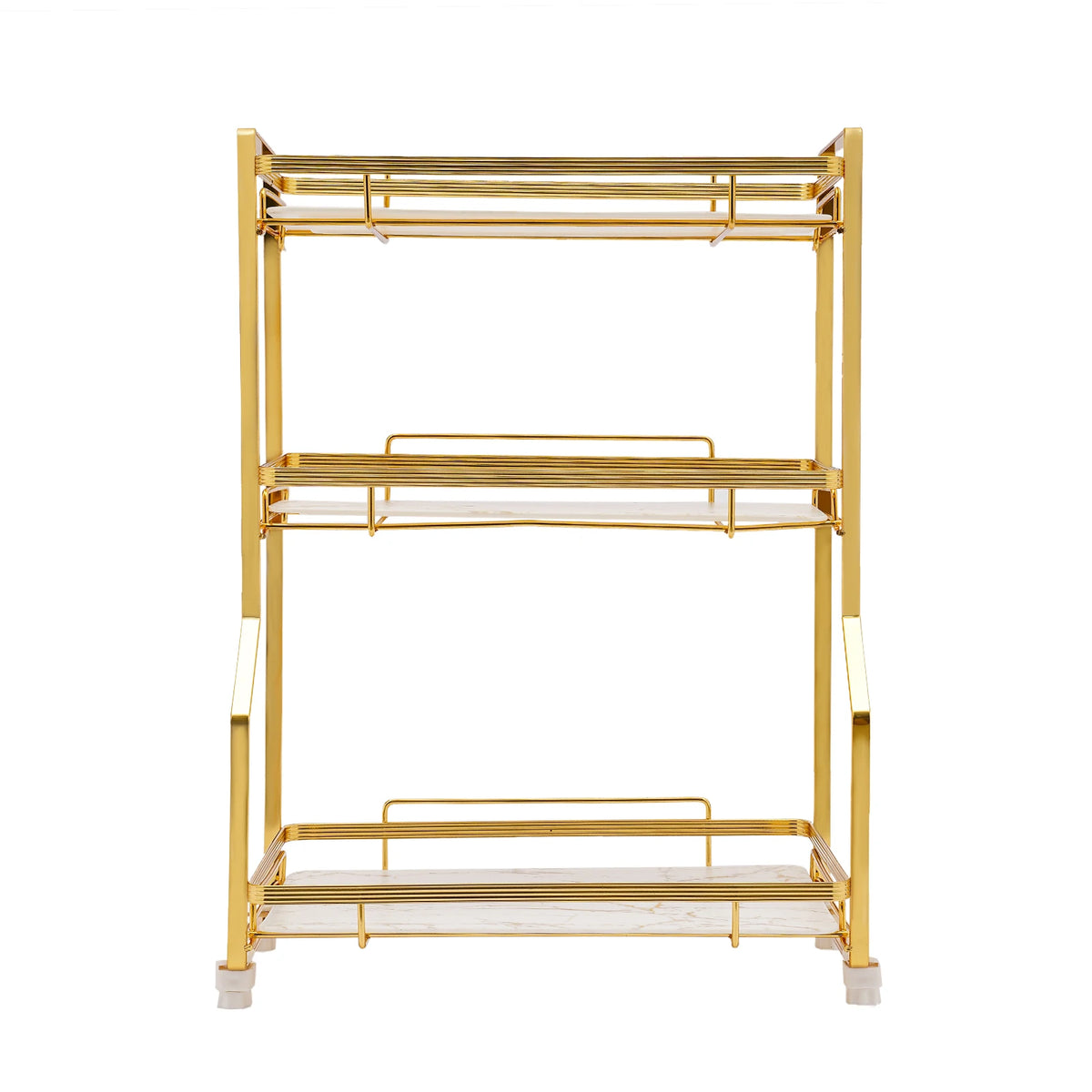 Bymaocar 3 Tier Bathroom Countertop Organizer Gold Storage Shelf For Toiletries