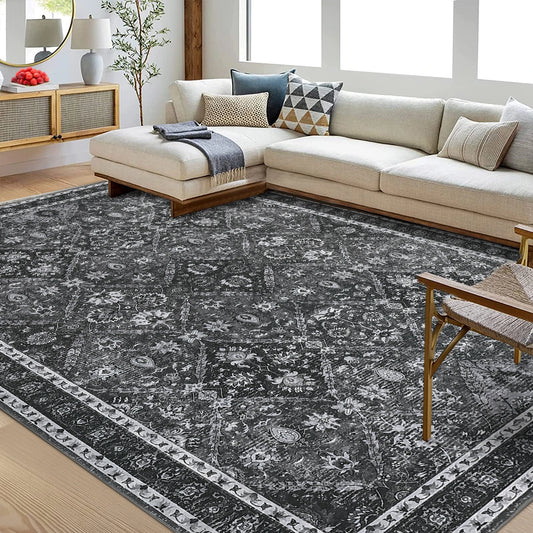 Waterproof Non Slip Geometric Area Rug With Stain Protection