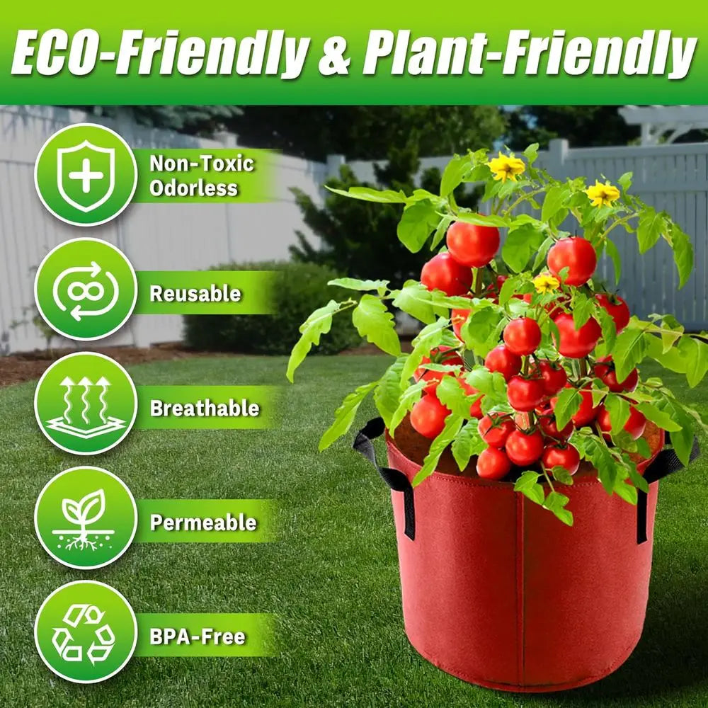 Breathable Fabric Grow Bags With Handles For Outdoor Gardening