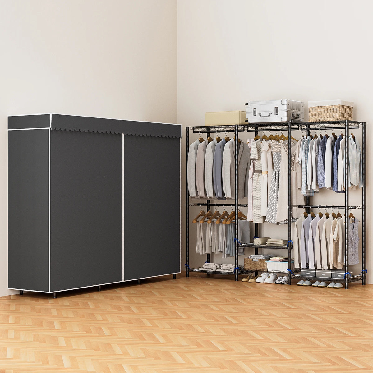 Heavy Duty Metal Freestanding Clothes Rack And Closet Storage Organizer