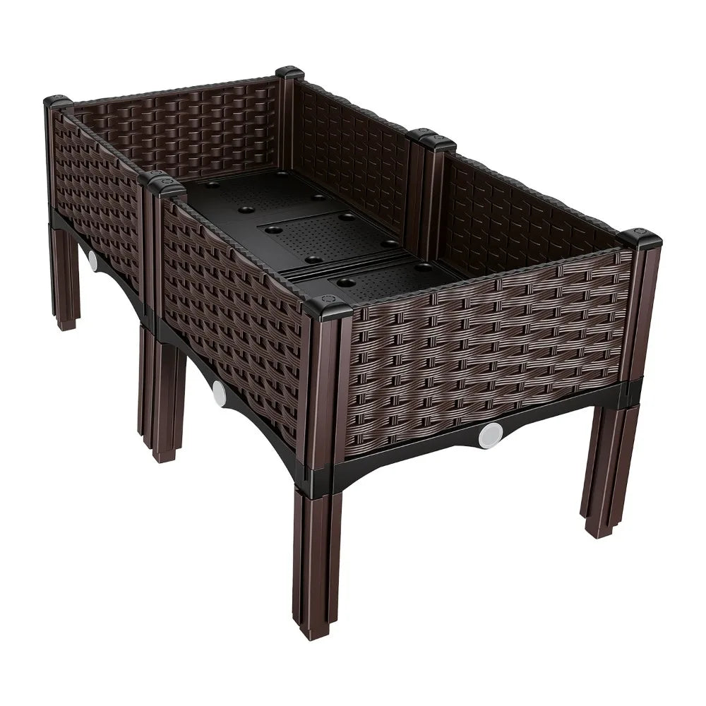 Raised Garden Bed Plastic Planter Box Self Watering Elevated Design