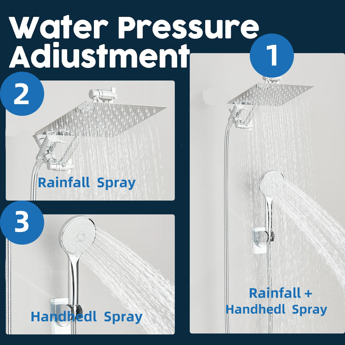 Quyanre Shower Head Combo High Pressure Rain With Extension Arm And Handheld