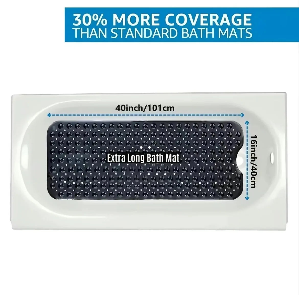 Non Slip Bathtub Shower Mat With Suction Cups Drain Holes