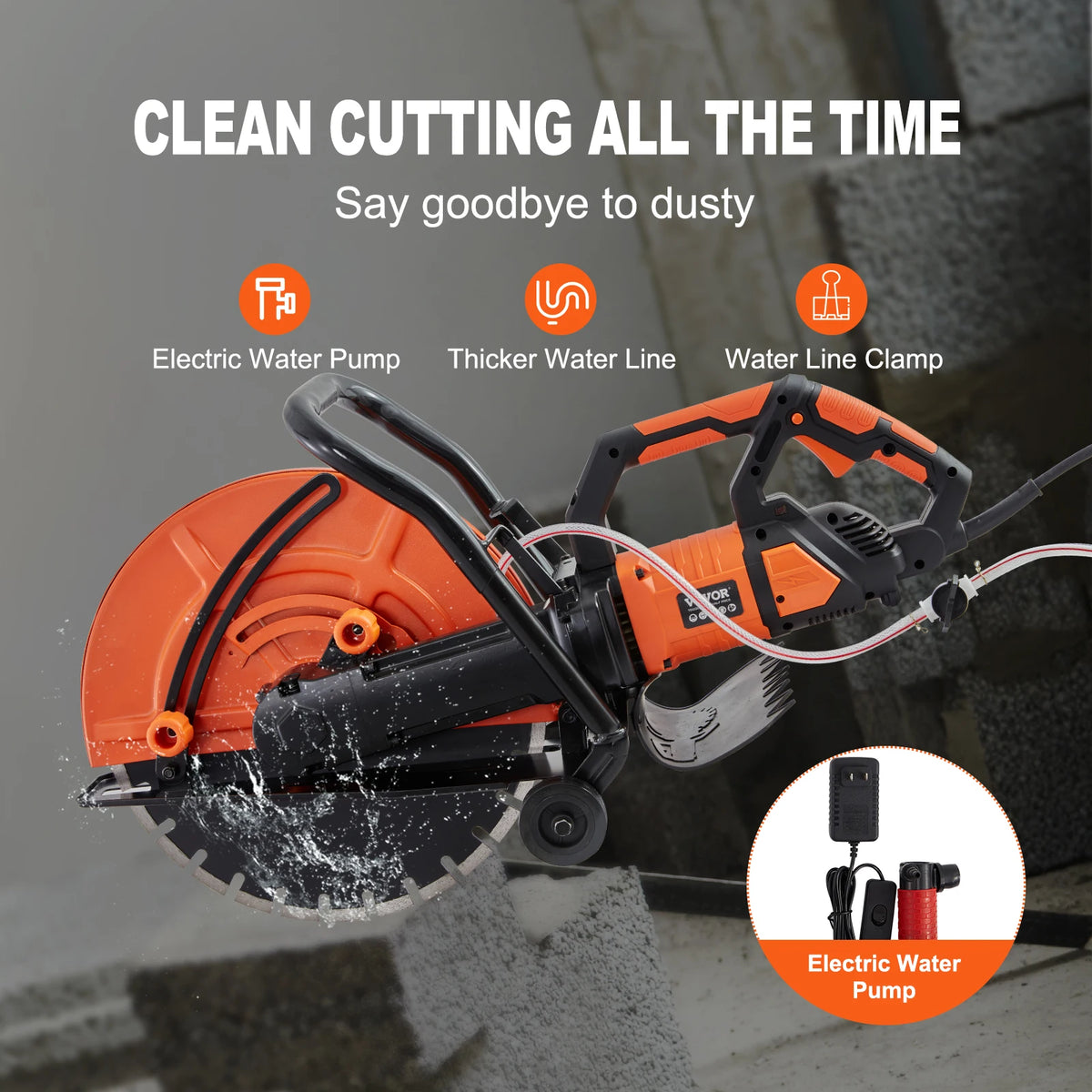 SucceBuy Electric Concrete Saw 15A Motor Circular Saw Cutter with Max. 6in Adjustable Cutting Depth  Wet Disk Saw Cutter Brick