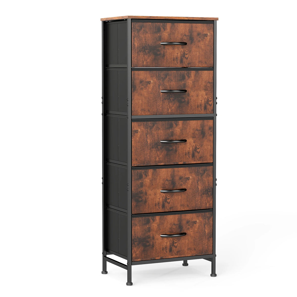 JHK Five Drawers Fabric Dresser With Steel Frame Cabinet