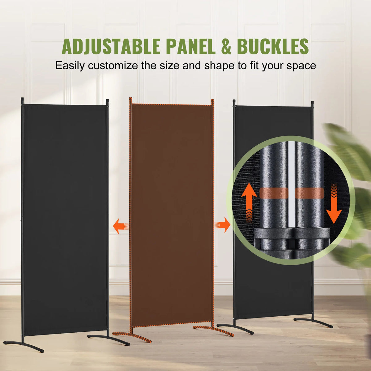 SucceBuy Modern Fabric Room Divider With Folding Privacy Screen