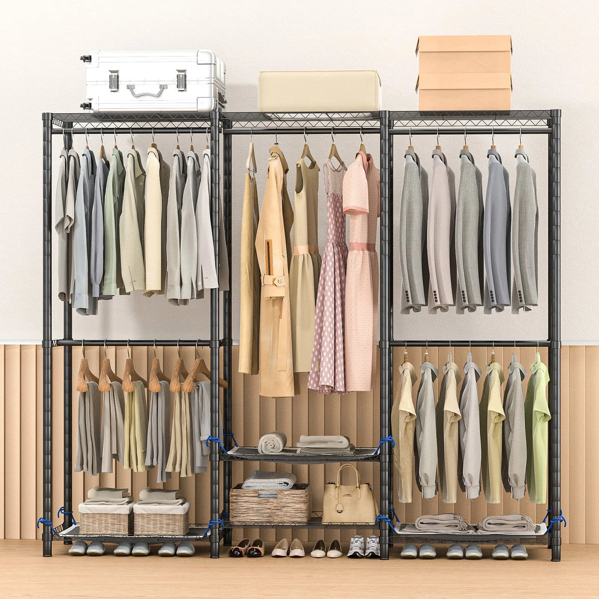 Heavy Duty Metal Freestanding Clothes Rack And Closet Storage Organizer