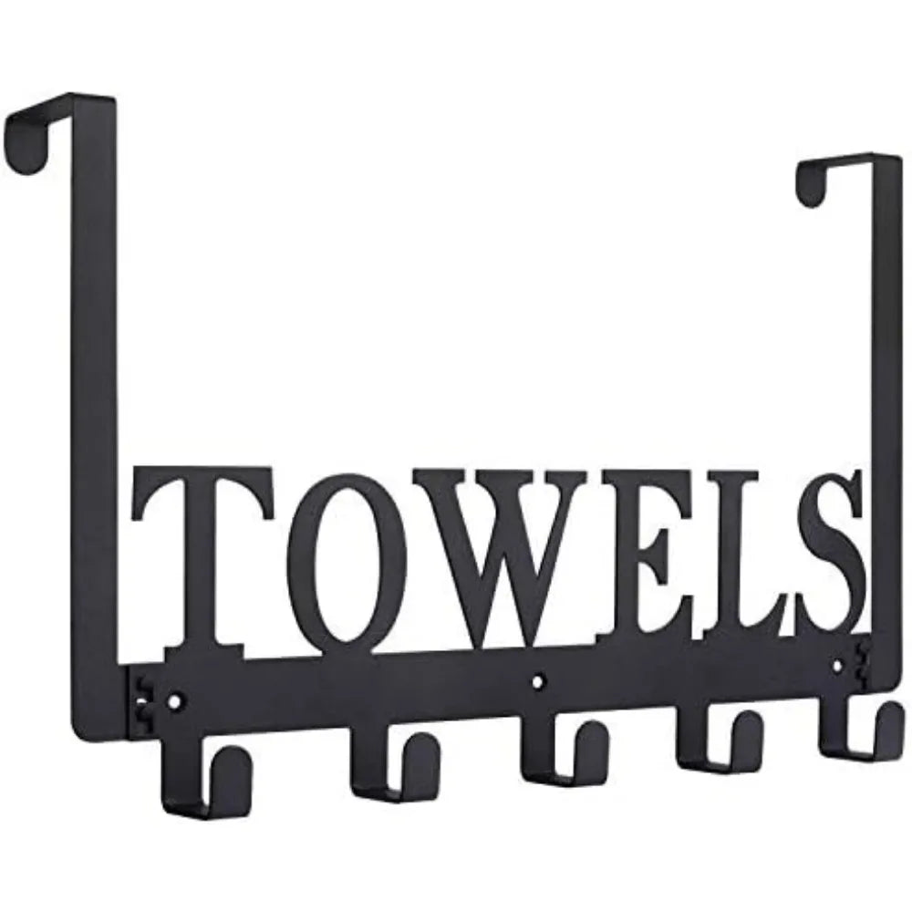 NBVCX Over Door Towel Hooks 5 Hook Metal Rack Holder